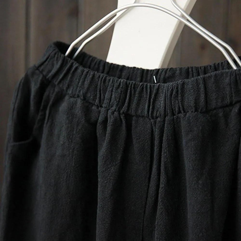 Women Summer Cotton Linen Pants Solid Color Wide Leg Straight Long Trousers High Waist Casual Loose Leg Pants