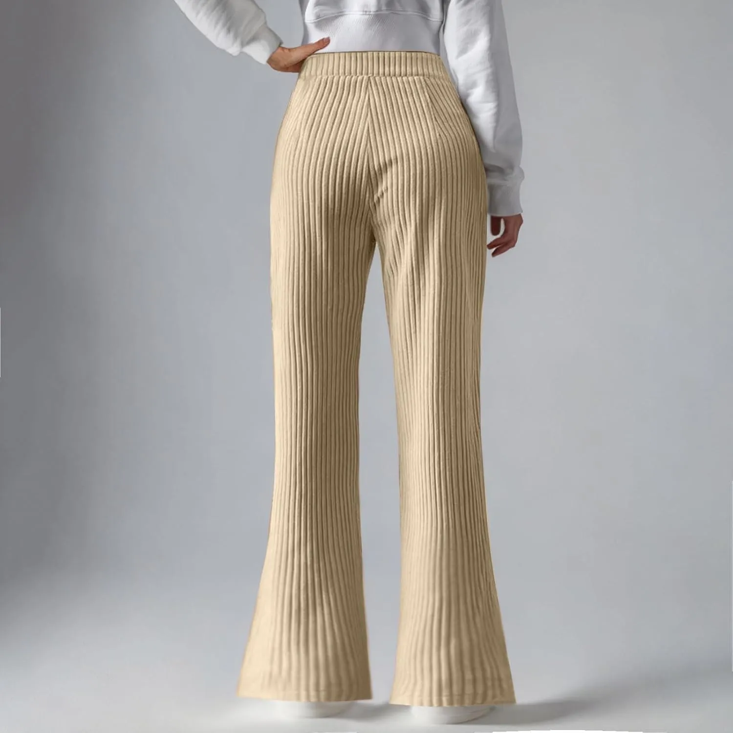Women's Corduroy Pants Fashion Solid Color Wide Leg Sweatpants Loose Casual Comfy Straight Leg Flared Trousers