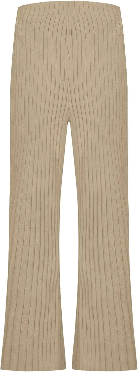 Women's Corduroy Pants Fashion Solid Color Wide Leg Sweatpants Loose Casual Comfy Straight Leg Flared Trousers