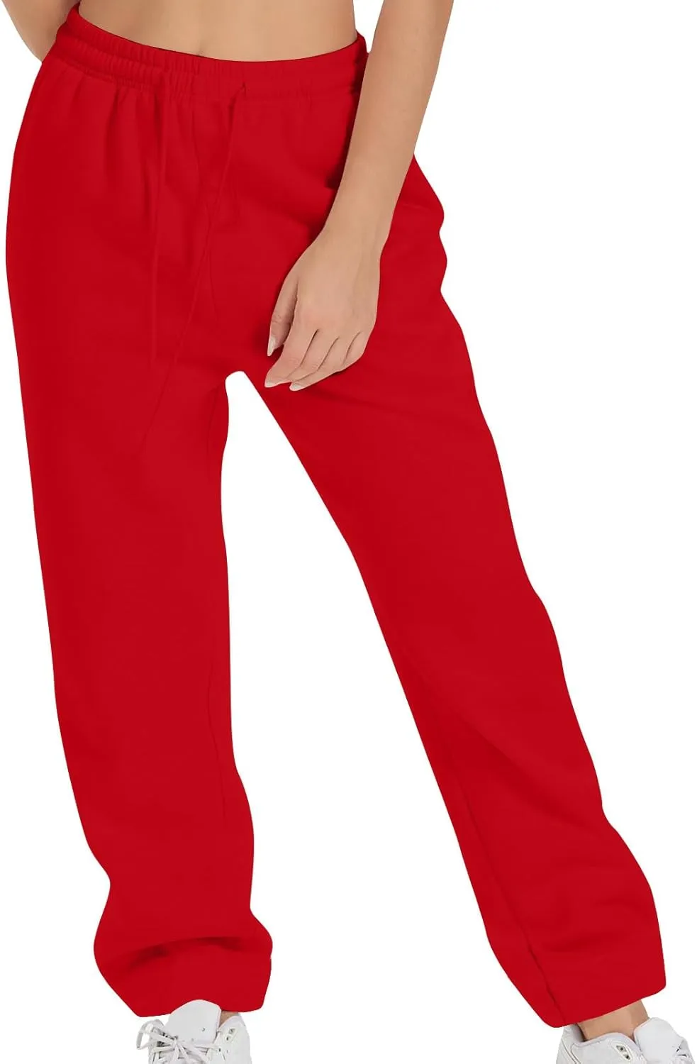 Womens High Elastic Waist Sweatpants Straight Leg Jogger Sweat Pants Comfy Casual Trousers with Pockets