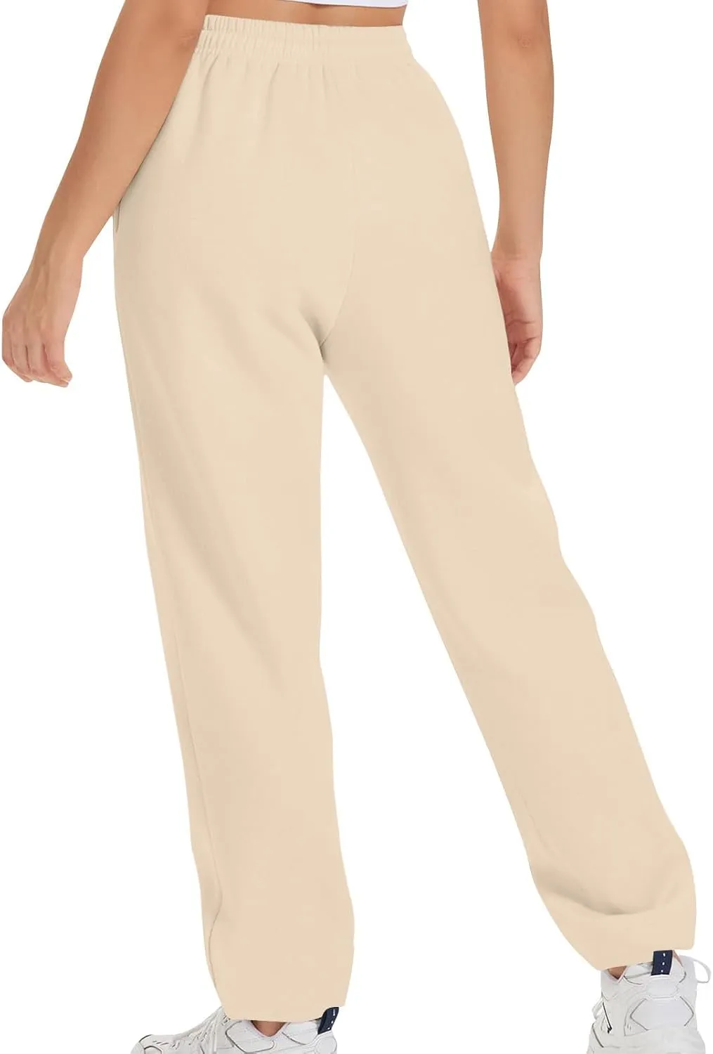 Womens High Elastic Waist Sweatpants Straight Leg Jogger Sweat Pants Comfy Casual Trousers with Pockets