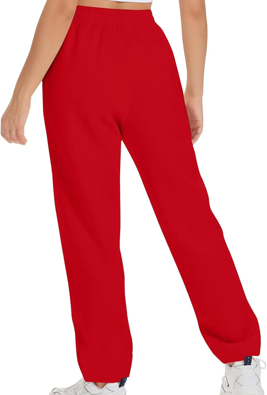 Womens High Elastic Waist Sweatpants Straight Leg Jogger Sweat Pants Comfy Casual Trousers with Pockets