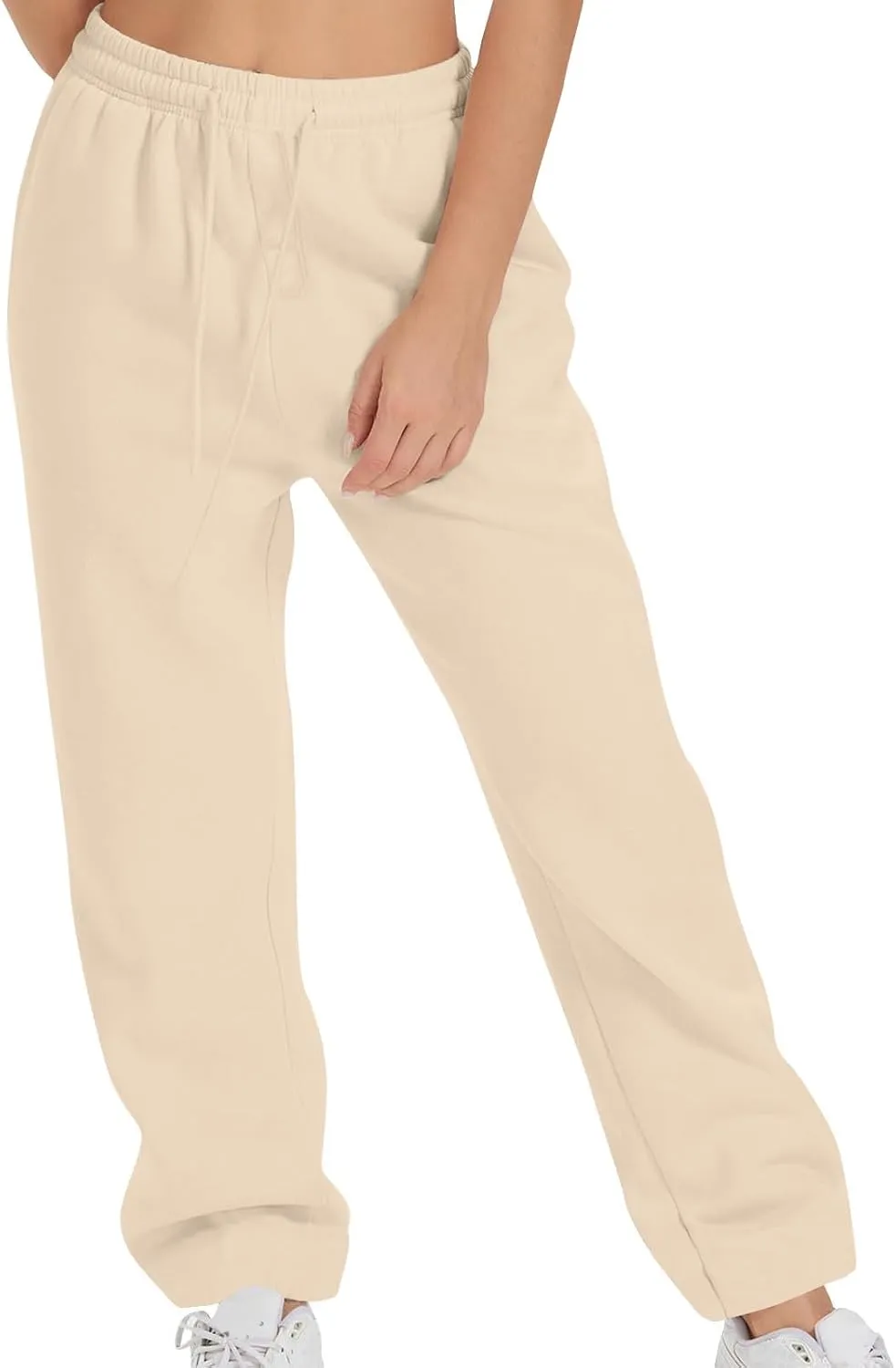 Womens High Elastic Waist Sweatpants Straight Leg Jogger Sweat Pants Comfy Casual Trousers with Pockets