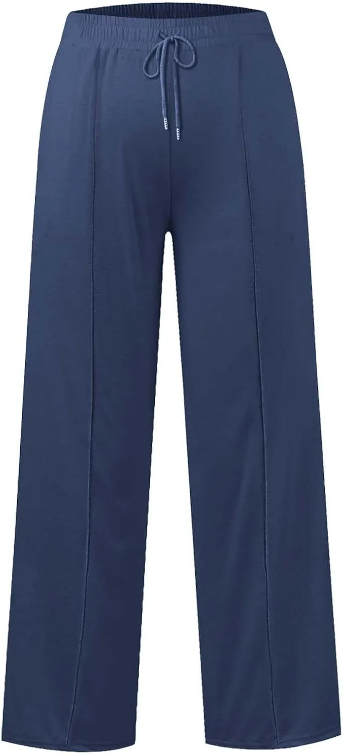 Womens High Waisted Wide Leg Lounge Sweat Pants Baggy Loose Athletic Joggers Pants Drawstring Comfy Flare Sweatpants