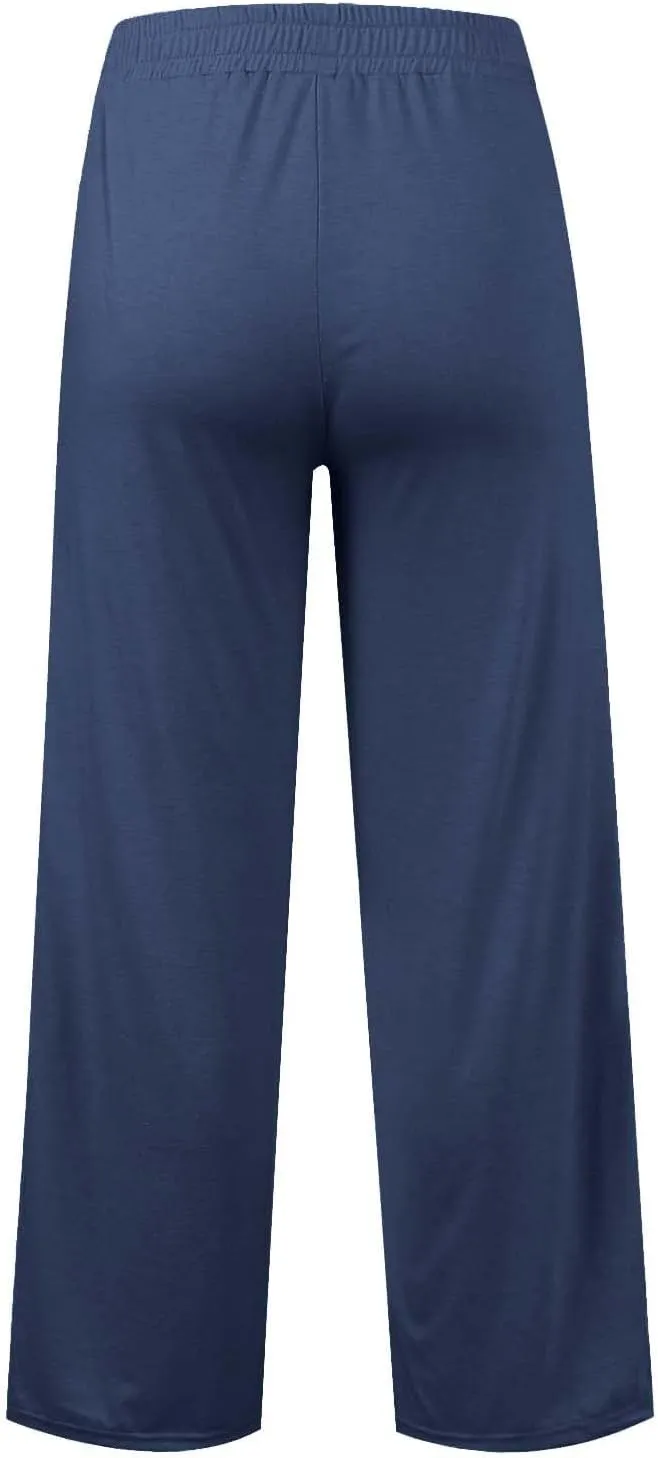 Womens High Waisted Wide Leg Lounge Sweat Pants Baggy Loose Athletic Joggers Pants Drawstring Comfy Flare Sweatpants