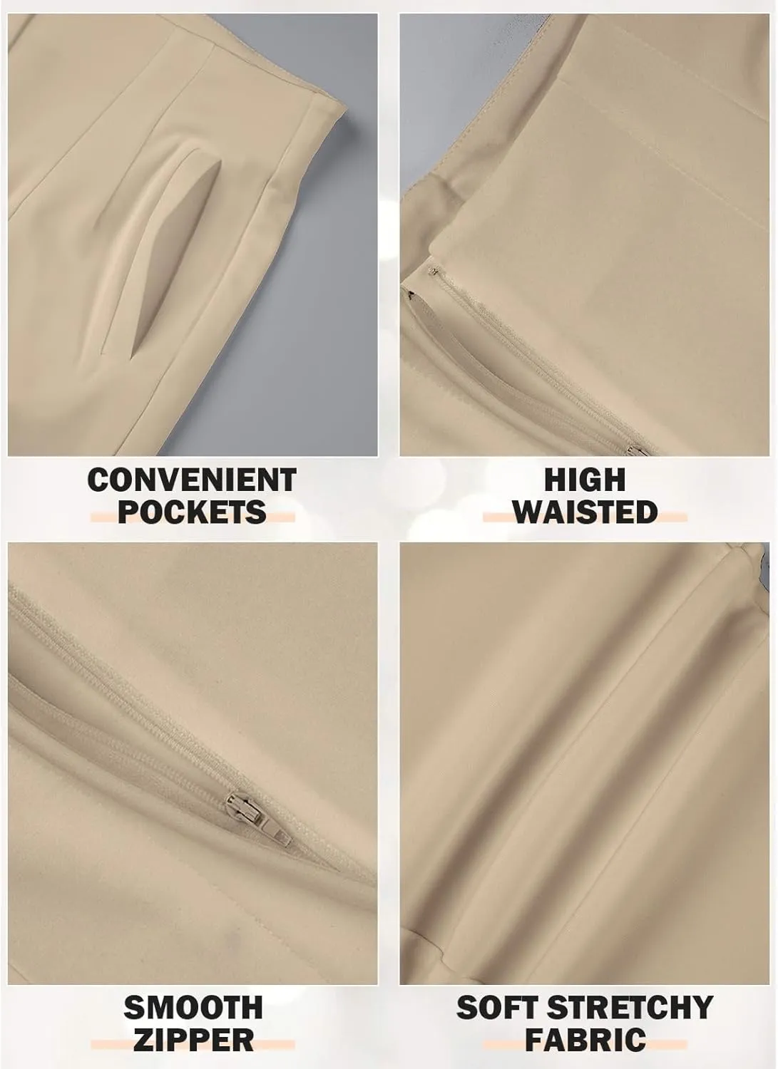 Womens Stretchy High Waisted Pants Trendy Pleated Business Work Trousers with Pockets Straight Leg Dress Pant