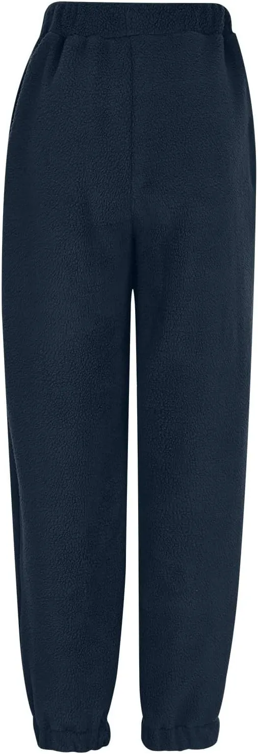 Womens Warm Sherpa Fleece Lined Sweatpants High Waist Joggers Pants Comfy Loose Fit Pants with Pockets