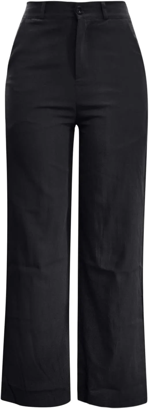 Womens Wide Leg Pants High Waisted Loose Ankle Length Trousers Casual Straight Baggy Summer Pants for Women with