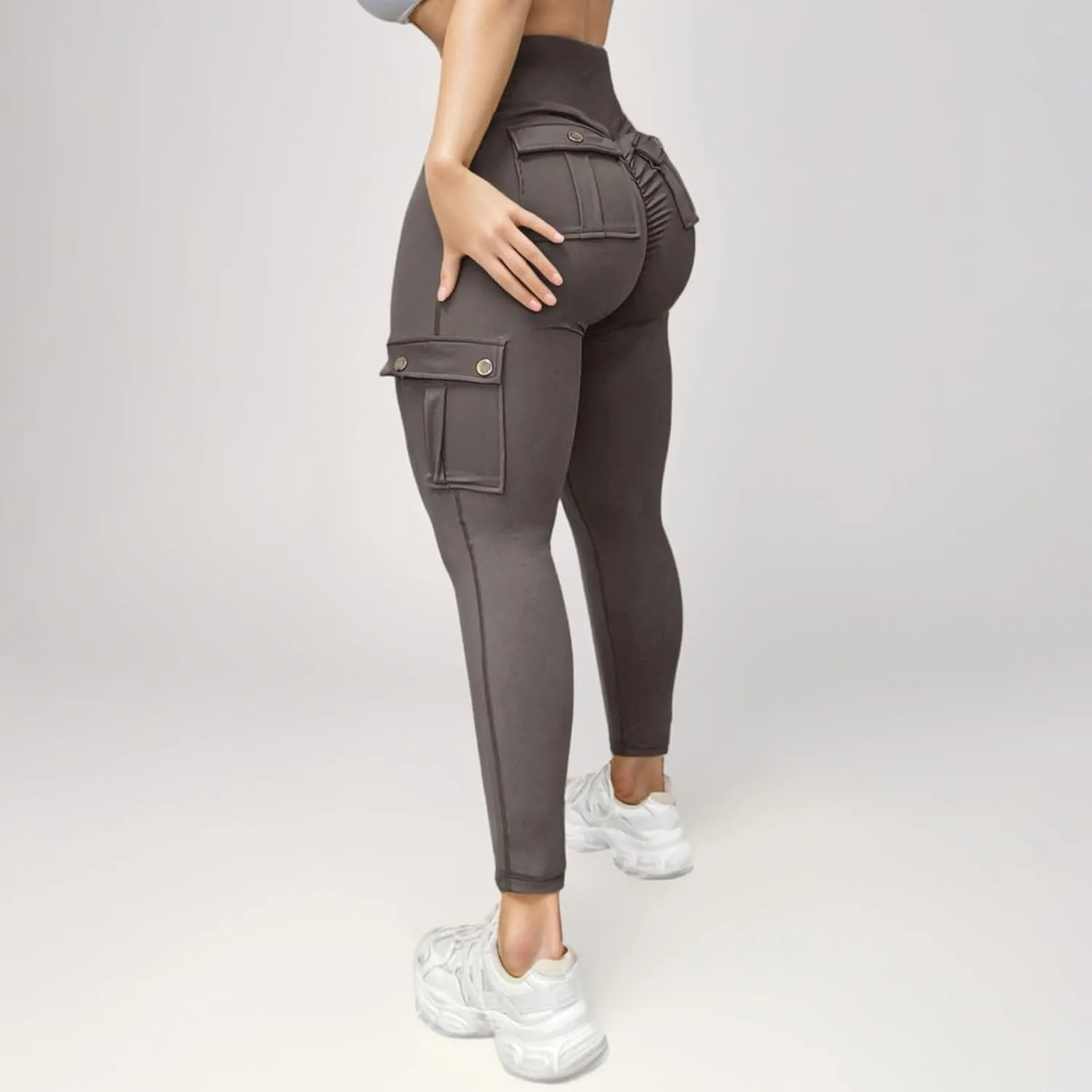 Yoga Pants for Women Tight Stretch Quick Dry Fitness Running Sweatpants High Waist Tapered Trousers with Multi Pocket