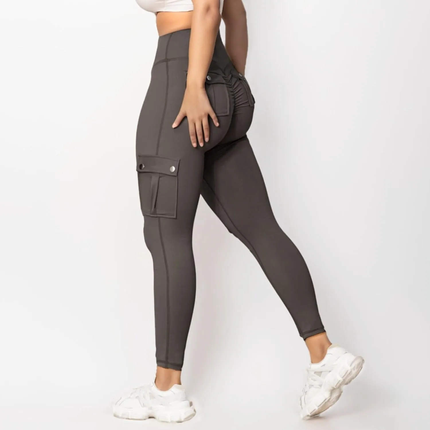 Yoga Pants for Women Tight Stretch Quick Dry Fitness Running Sweatpants High Waist Tapered Trousers with Multi Pocket