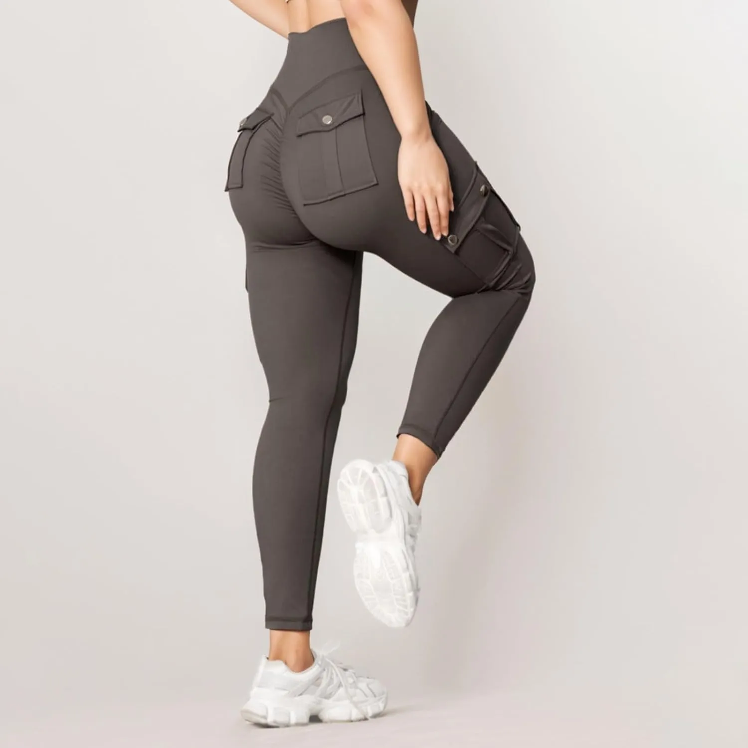 Yoga Pants for Women Tight Stretch Quick Dry Fitness Running Sweatpants High Waist Tapered Trousers with Multi Pocket