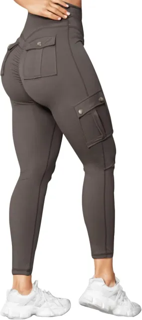 Yoga Pants for Women Tight Stretch Quick Dry Fitness Running Sweatpants High Waist Tapered Trousers with Multi Pocket