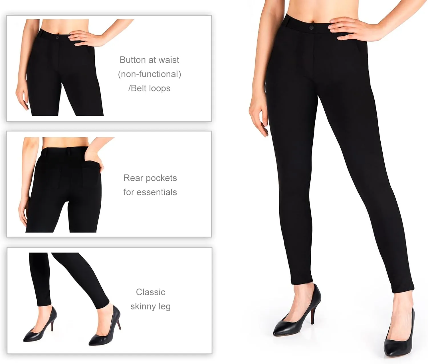Yogipace,Belt Loops,Women's Petite/Regular/Tall Yoga Dress Pants Skinny Work Leggings