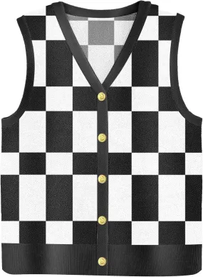 Zeagoo Womens Sweater Vest V Neck Button Down Shirts Trendy Knit Sleeveless Cardigan Top Shirt S-XXL